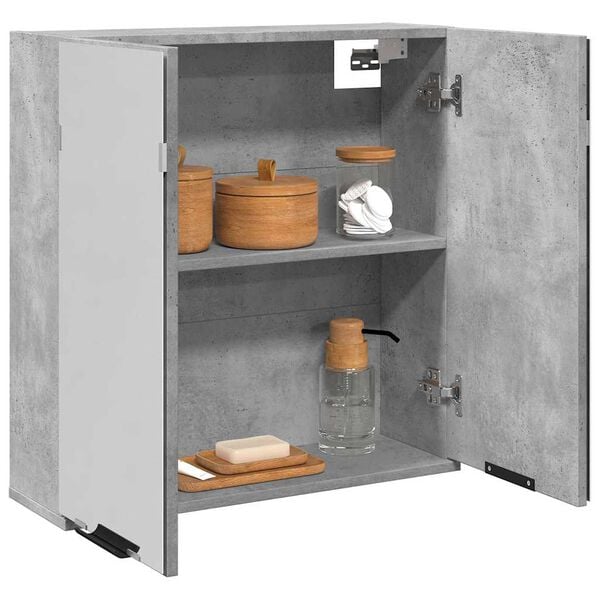 vidaXL Mirror Cabinet Concrete Grey Engineered Wood and Glass Medium