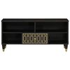 vidaXL TV Cabinet Black, Natural Wood Solid Mango Wood, Iron TV Cabinet