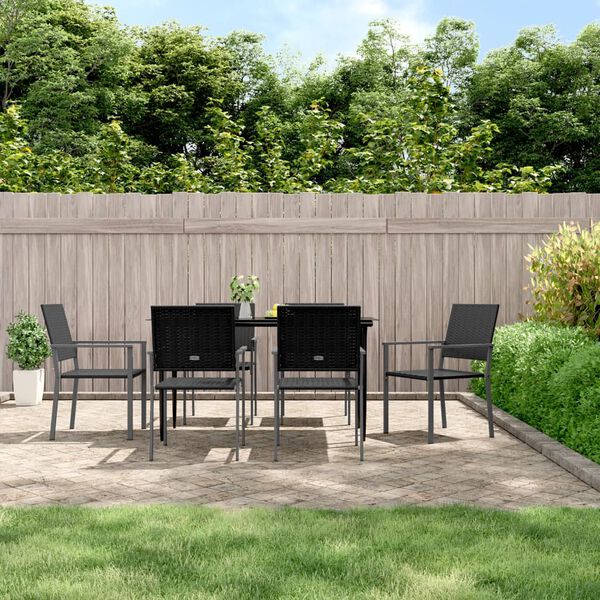 vidaXL 7 Piece Patio Dining Set Poly Rattan and Steel