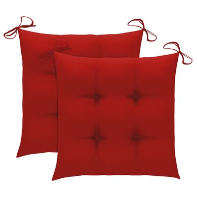 vidaXL 3 Piece Bistro Set with Red Cushions Solid Teak Wood