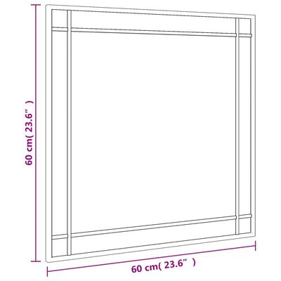 vidaXL Wall Mirror Black 23.6"x23.6" Square Iron