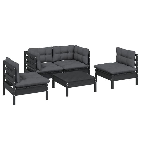 vidaXL Garden Lounge Set Black, Anthracite