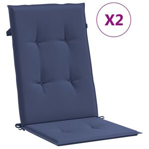 vidaXL Highback Chair Cushion Set of 2 Navy Blue 100% polyester