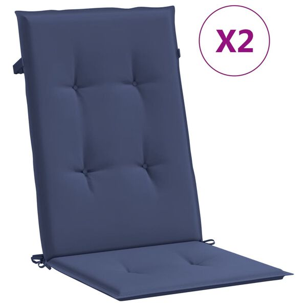 vidaXL Highback Chair Cushion Set of 2 Navy Blue 100% polyester