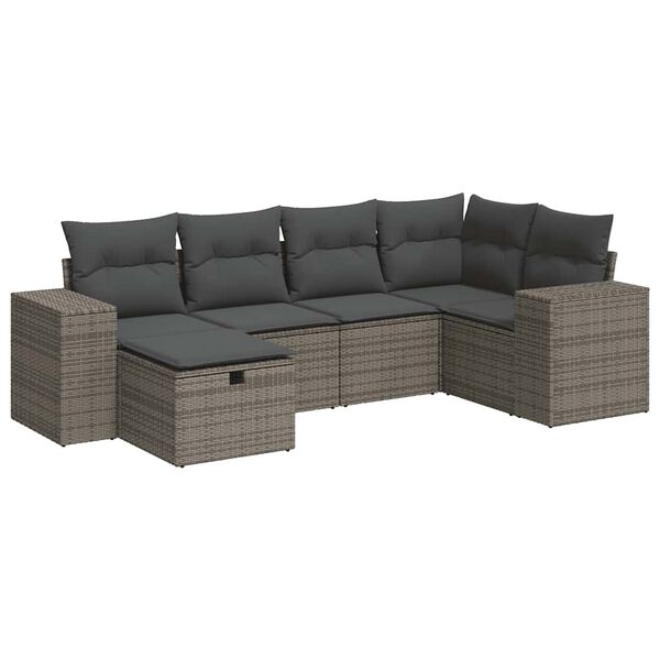 vidaXL Garden Sofa Set Grey PE Rattan Large Modular Garden Sofa Set