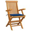 vidaXL Patio Chairs with Royal Blue Cushions 2 pcs Solid Teak Wood