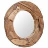 vidaXL Decorative Mirror Brown Teak and glass 31.5 in diameter