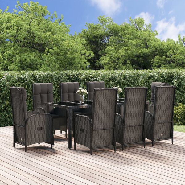 vidaXL Garden Dining Set Black