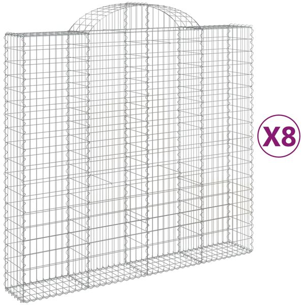vidaXL Gabion Basket Set of 8 Silver Galvanized Iron