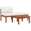 vidaXL Garden Lounge Set Cream White, Black Solid Acacia Wood, Rope Medium