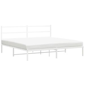 vidaXL Bed Frame White Powder-coated steel Full Bed Frame Rectangular