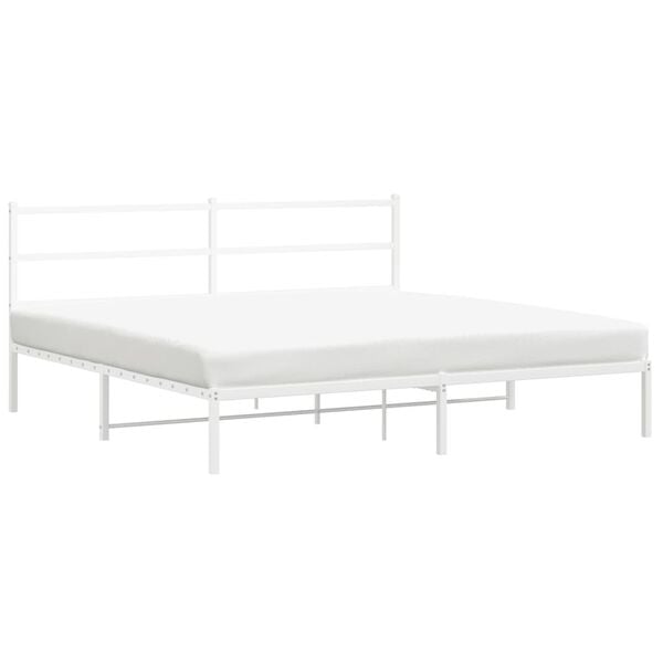 vidaXL Bed Frame White Powder-coated steel Full Bed Frame Rectangular