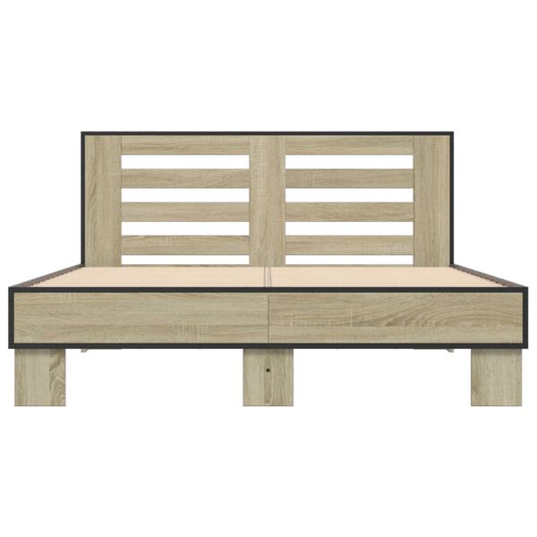 vidaXL Bed Frame Sonoma oak Engineered wood, metal Full Durable