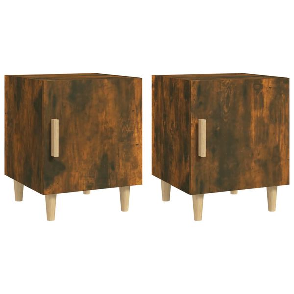 vidaXL Bedside Cabinet Set of 2 Smoked oak Engineered wood Medium