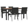 vidaXL Garden Dining Set Black PE rattan 5 Piece Set Modular