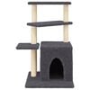 vidaXL Cat Tree Dark Grey Engineered Wood, Plush, Sisal Medium Cat Tree