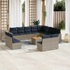 vidaXL 13 Piece Patio Sofa Set with Cushions Gray Poly Rattan
