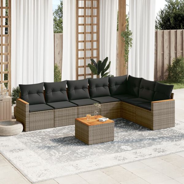 vidaXL Garden Sofa Set Grey PE rattan Large Modular Garden Sofa Set