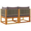 vidaXL Garden Sofa Grey Solid acacia wood, PE rattan 2-seater Modular