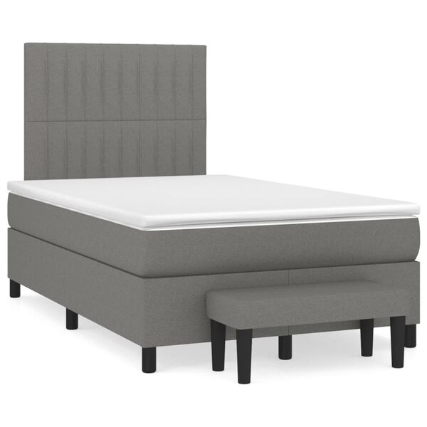 vidaXL Box Spring Bed with Mattress Dark grey Fabric Full