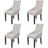 vidaXL Dining Chairs Set of 4 Cream Grey Polyester Standard Tough