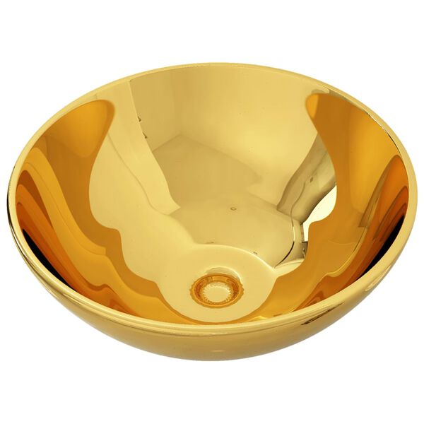 vidaXL Wash Basin 12.8x5.5" Ceramic Gold