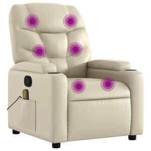 vidaXL Massage Recliner Chair Cream Faux leather, metal, plywood Standard