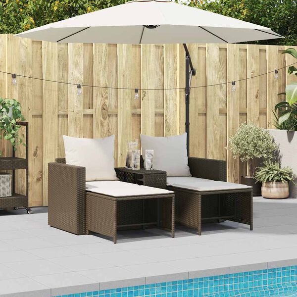 vidaXL 5 Piece Patio Sofa Set with Cushions Stackable Brown Poly Rattan