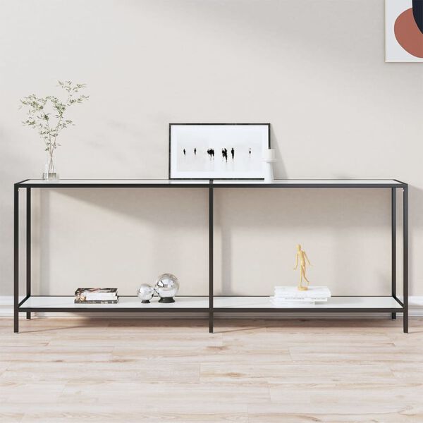 vidaXL Console Table White Tempered glass Large Console Table