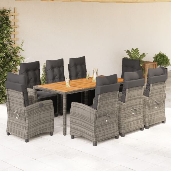 vidaXL Garden Dining Set Grey
