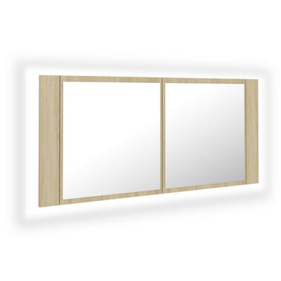 vidaXL LED Bathroom Mirror Cabinet Sonoma Oak 39.4"x4.7"x17.7" Acrylic