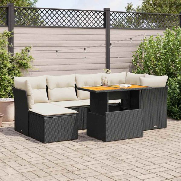 vidaXL Garden Sofa Set Black, Cream White