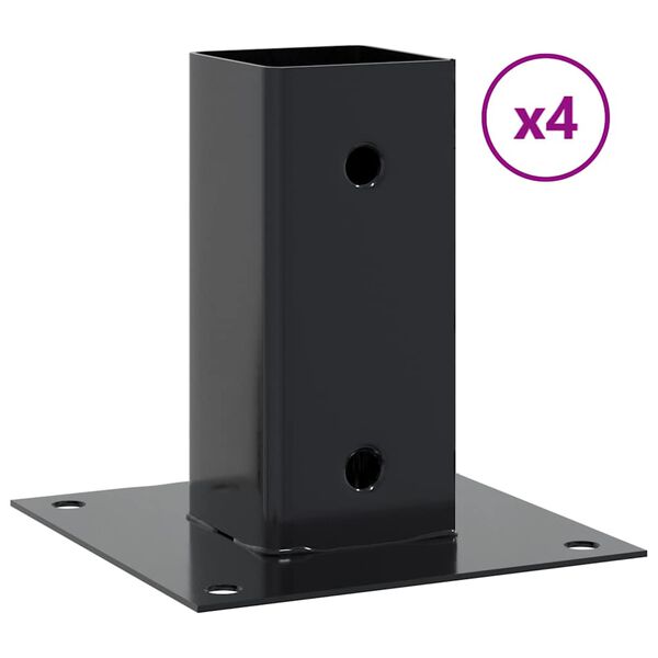 vidaXL Post Bases Square 4 pcs Anthracite 2.40x2.40" Powder-coated Steel