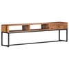 vidaXL TV Cabinet Natural and Black Solid Acacia Wood, Powder-Coated Steel