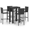 vidaXL Garden Bar Set Black PE rattan, powder-coated steel Footrest