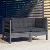 vidaXL 2-seater Garden Sofa Grey Solid pinewood, fabric (100% polyester)