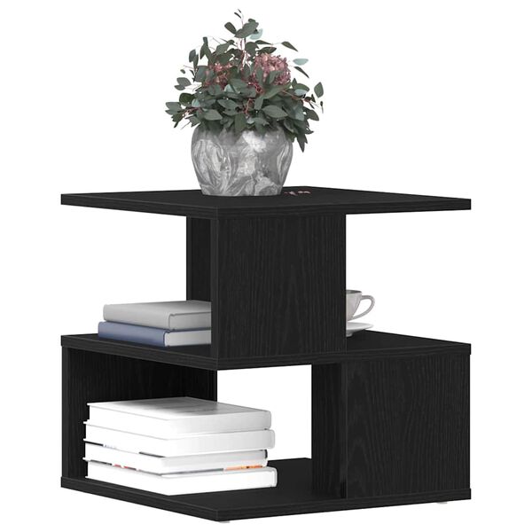 vidaXL Side Table with Shelf Black Oak 30 x 30 x 55 cm Engineered Wood
