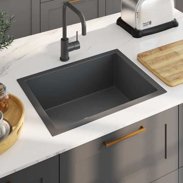 vidaXL Handmade Kitchen Sink Black Stainless Steel