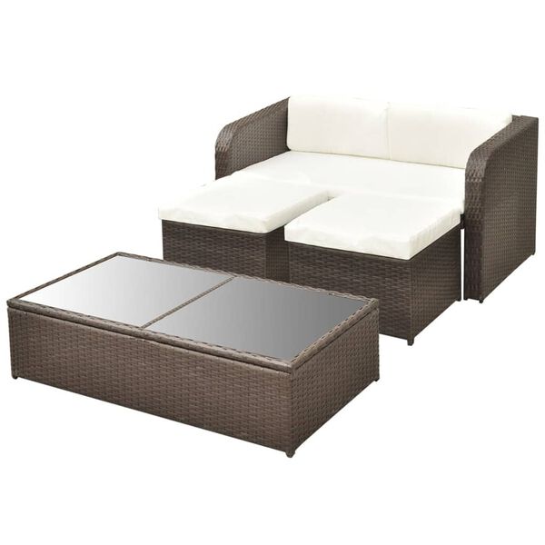 vidaXL Outdoor Furniture Set Brown, Cream White