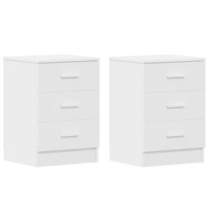 vidaXL Bedside Cabinet Set of 2 White Engineered wood Bedside Cabinet