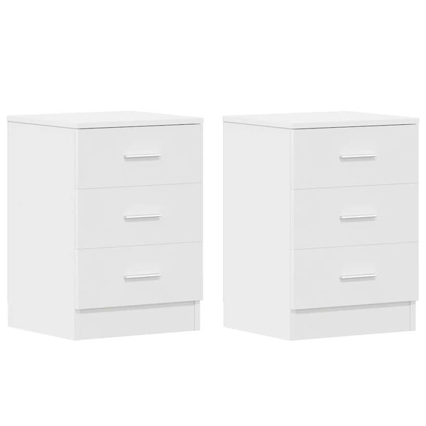 vidaXL Bedside Cabinet Set of 2 White Engineered wood Bedside Cabinet