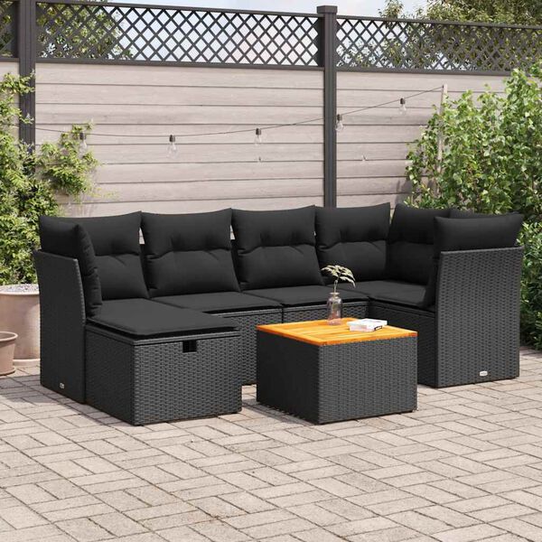 vidaXL Garden Sofa Set Black PE Rattan Large Modular Garden Furniture