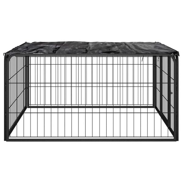 vidaXL Dog Playpen Black Powder-coated steel 39.4 x 39.4 x 19.7 in