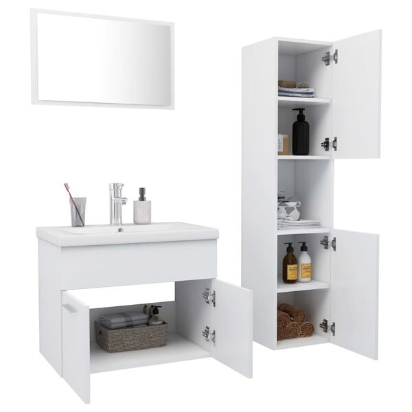 vidaXL Bathroom Furniture Set White Engineered Wood Medium