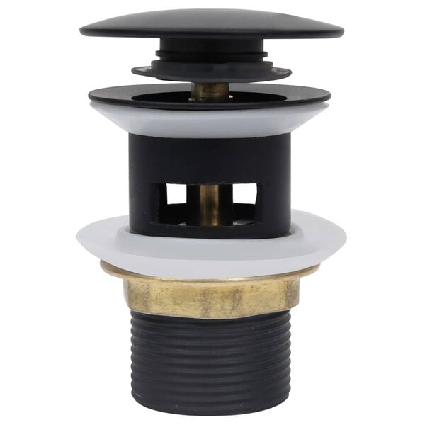 vidaXL Push Drain with Overflow Function Black 2.5x2.5x3.6"