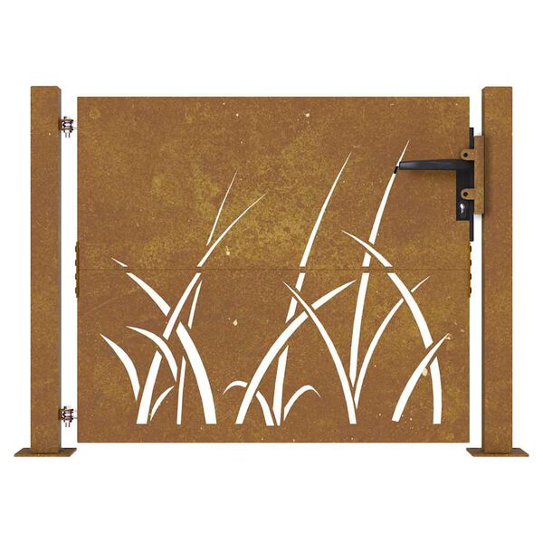 vidaXL Garden Gate 39.4x29.5" Corten Steel Grass Design