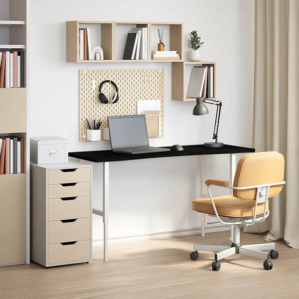 vidaXL Desk Top Dark brown Solid oak wood 55.1 x 19.7 in Tough