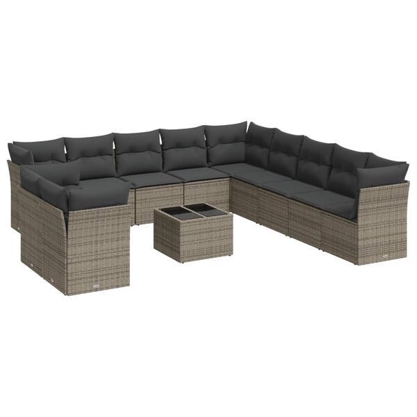 vidaXL Garden Sofa Set Dark Grey, Grey