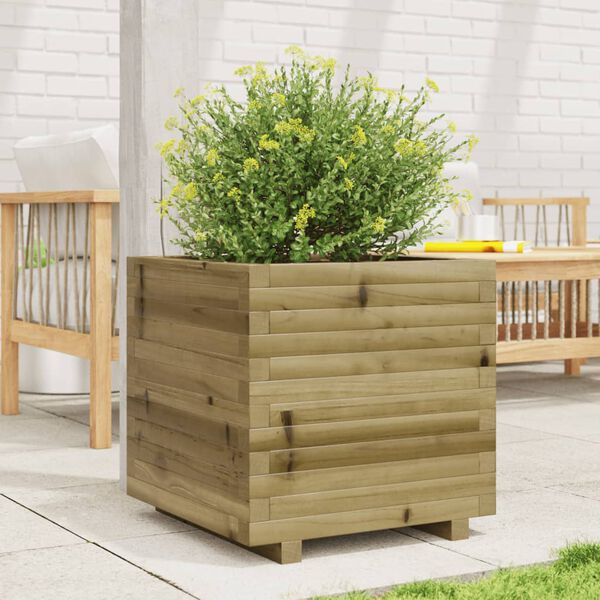 vidaXL Garden Planter Natural Pine Solid Pine Wood Medium Garden Planter