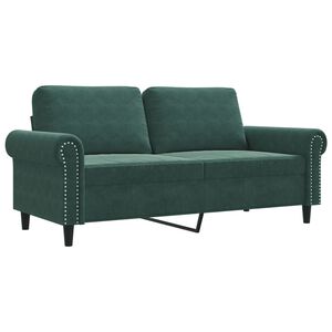 vidaXL 2-seater Sofa Dark Green Velvet (100% polyester), Metal 2-seater